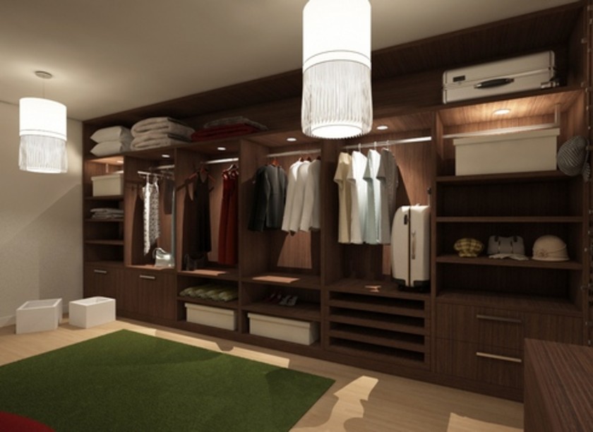 Классическая гардеробная комната из массива с подсветкой Салават
