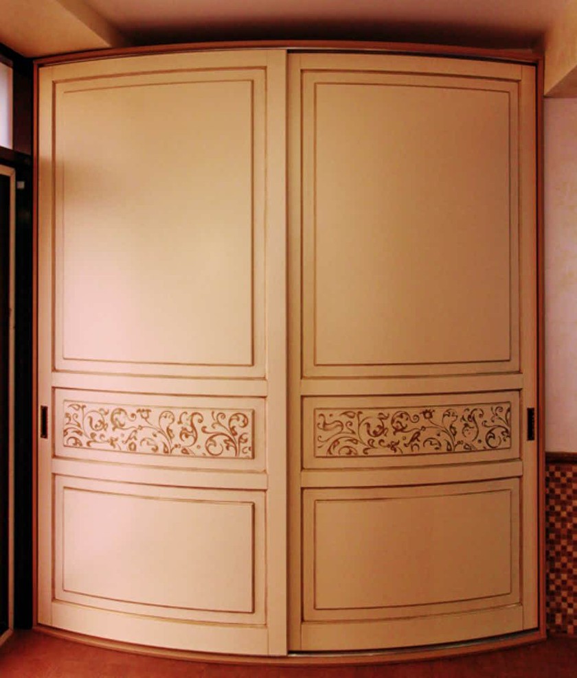 Радиусный шкаф купе с фрезеровкой, эмаль Салават